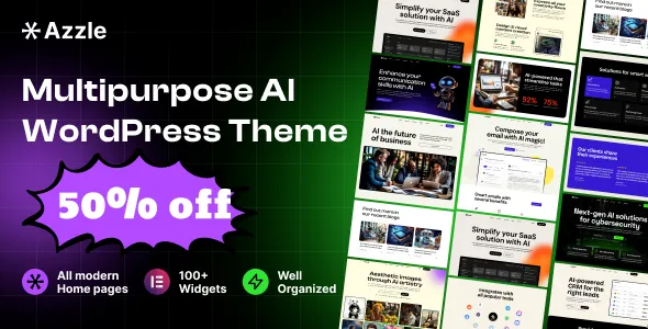 Azzle v1.0.1 - SaaS & Tech Startup Elementor WordPress Theme