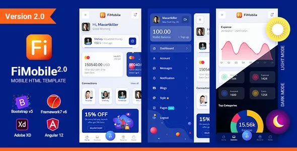 FiMobile v2.0 - Finance HTML Template Bootstrap 5 Framework7 Angular 12 Starter