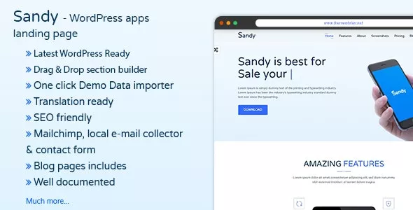 SANDYWP v1.6 - Apps Landing Page WordPress Theme