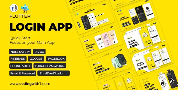 Pro Flutter Login App, Frontend, Backend, Firebase - Modern Minimal Flutter App for any Application