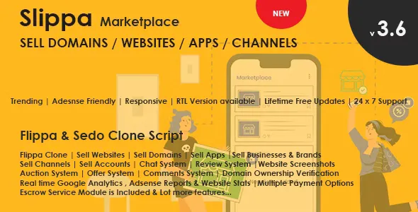 Slippa v4.0 - Domains, Website, App & Social Media Marketplace PHP Script