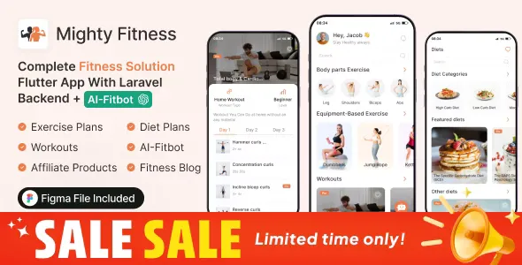 MightyFitness v3.0 - Complete Fitness Solution Flutter App with Laravel Backend + ChatGPT (AIFitbot)