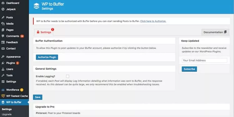 WordPress to Buffer Pro v4.9.6