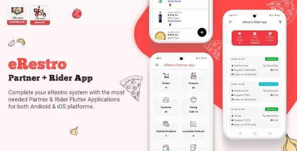 eRestro - Flutter Partner & Rider App for Multi Restaurant & Vendor - Food Ordering System