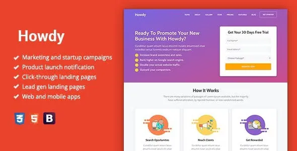 Howdy v1.1.3 - Multipurpose High-Converting Landing Page WordPress Theme