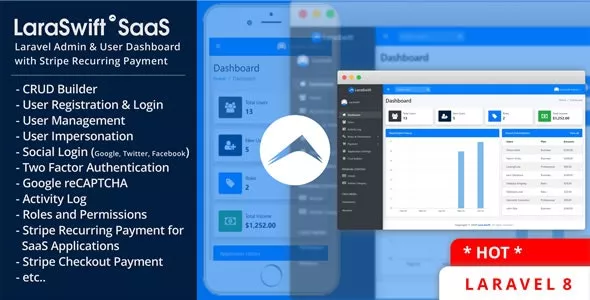 LaraSwift SaaS - Laravel Admin & User Dashboard + CRUD Builder + Stripe Recurring Payment