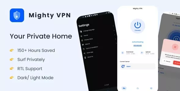 MightyVPN - Flutter App for Secure VPN and Fast Servers VPN