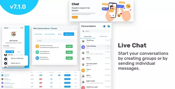 InfyChat v7.1.0 - Laravel Chat App (Private + Group Chat) - Real time Chat