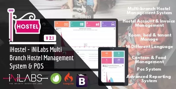 iHostel v2.1 - iNiLabs Multi Branch Hostel Management System & POS