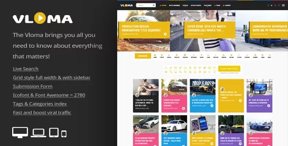 Vloma Grid v3.1 - A Responsive WordPress Video Blog Theme