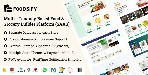 FOODSIFY v1.6 - Multitenancy Based Food Grocery & E-commerce Builder Platform (SAAS)