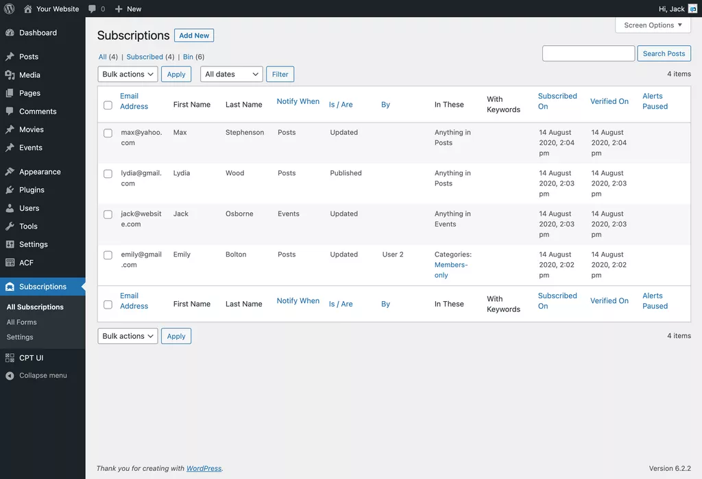 Content Notify v1.14.7 - Content Subscription Forms and Email Alerts for WordPress