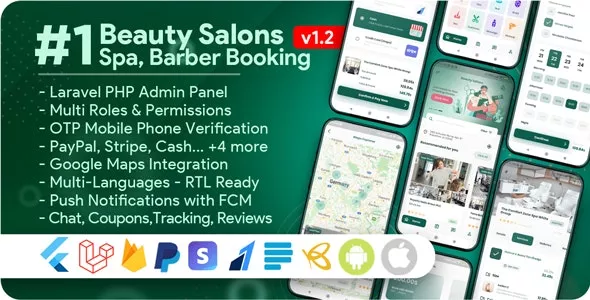 Beauty Salons, Spa, Massage, Barber Booking, Business Listing Multi-Vendor App with Admin Panel v1.2.1