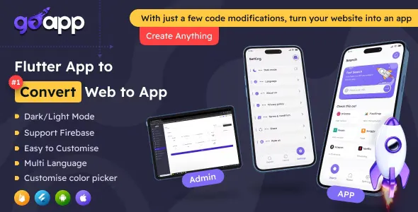 GoApp for Web to App Convertor Flutter + Admin Panel