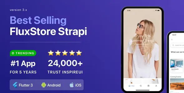 Fluxstore Strapi v3.16.8 - Fastest Flutter App + Headless CMS Strapi