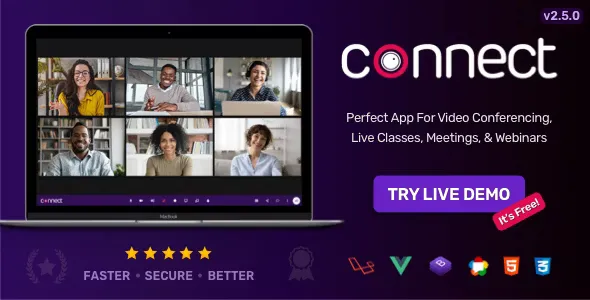 Connect v2.5.0 - Video Conference, Online Meetings, Live Class & Webinar, Whiteboard, Live Chat