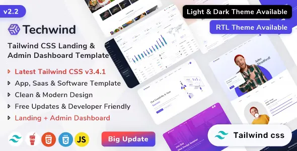 Techwind v2.2.0 - Tailwind CSS Multipurpose Landing Page Template