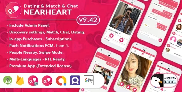 Nearheart - Android Native Dating Tinder Clone App with Admin Panel