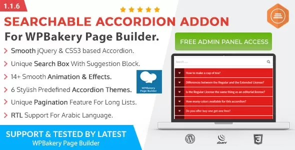 Ultimate Searchable Accordion v1.1.6 - WPBakery Page Builder Addon