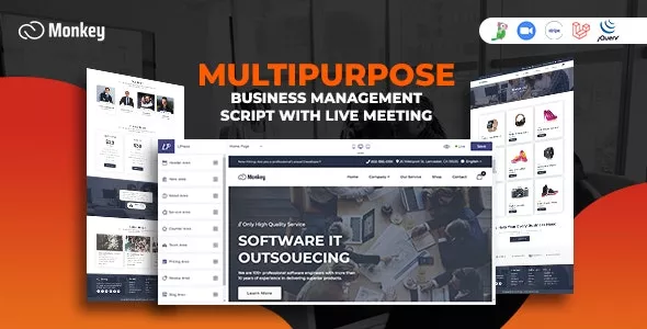 Monkey v2.0 - Laravel Multipurpose Website CMS & Business Agency Management with Live Meeting