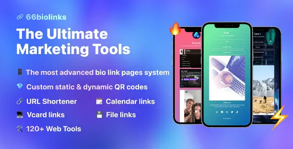 66biolinks v47.0.0 - Bio Links, URL Shortener, QR Codes & Web Tools (SAAS)