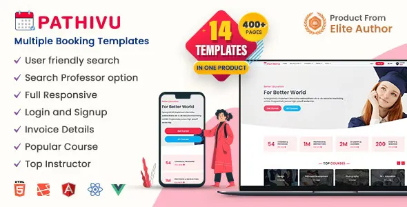 Pathivu v1.4.3 - Multi-Purpose Booking Management Template (HTML + Laravel + Vue + Angular + React)