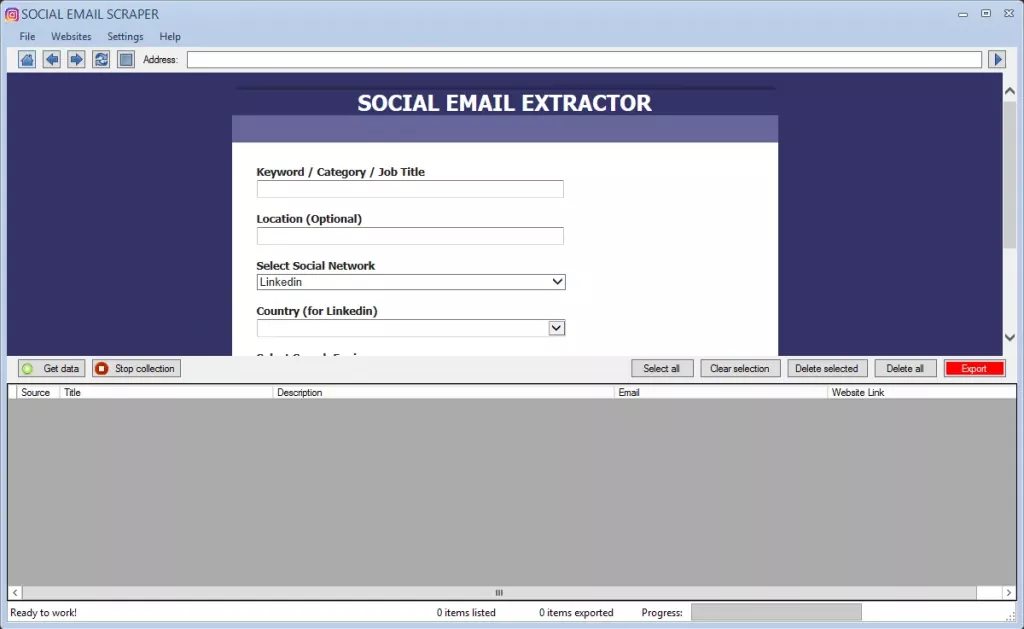 Social Email Extractor