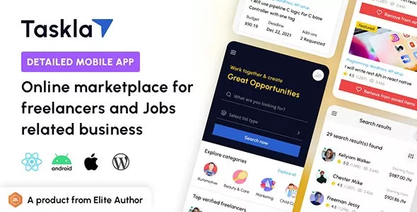 Tasklay v1.3 - Freelancer Marketplace React Native APP
