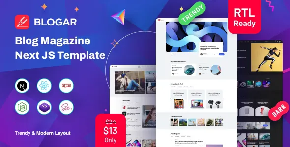 Blogar - React Nextjs Blog and React Magazine Template