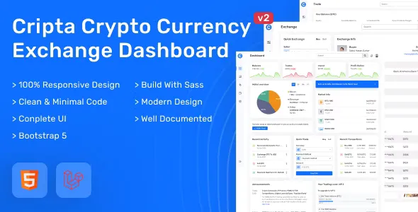 Cripta - Cryptocurrency HTML and Laravel Exchange Dashboard