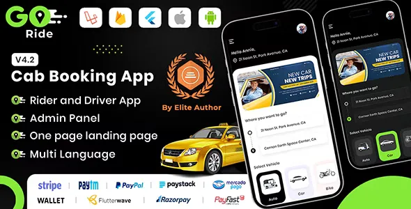 GORIDE - InDriver Clone - Flutter Complete Taxi Booking Solution with Bidding Option