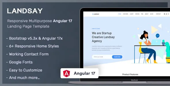 Landsay v1.2.0 - Angular 17 Landing Page Template