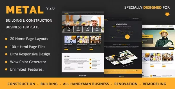 Metal - Mobile Friendly Building & Construction Business Template