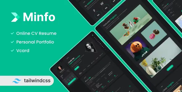 Minfo v1.3 - Tailwind Personal Resume HTML Template