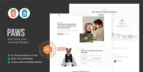 Paws - Pet Care and Animal Shelter HTML Template