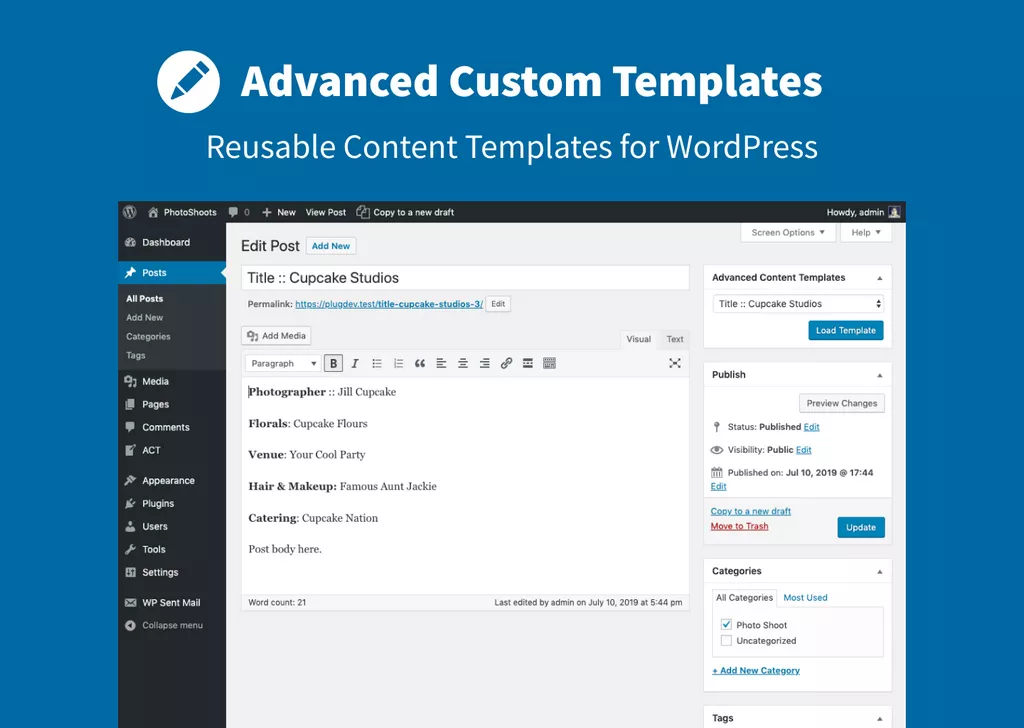 Advanced Custom Templates - Content Templates for WordPress