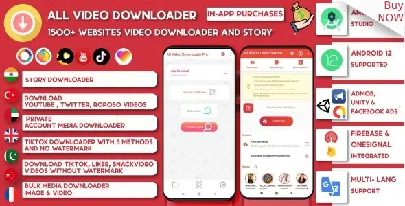 All Video Downloader & StorySaver - 1500 Websites Threads,Snackvideo,Whatsapp, Tiktok, Instagram, FB