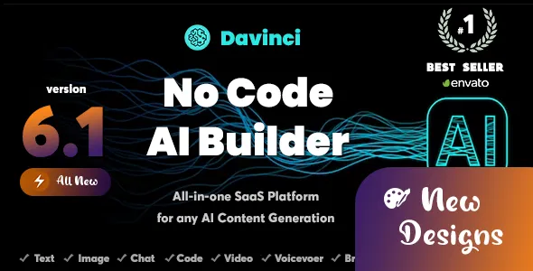 DaVinci AI - OpenAI Content, Text, Image, Voice, Chat, Code, Transcript, and Video Generator as SaaS