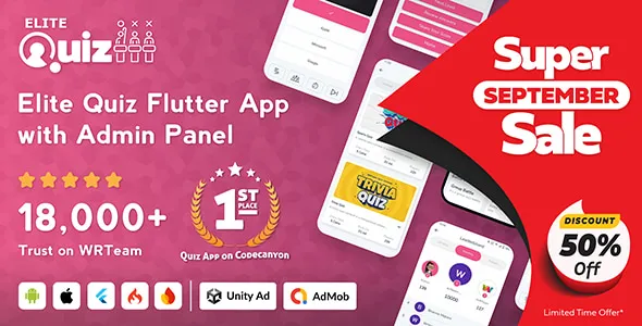 Elite Quiz - Trivia Quiz - Quiz Game - Flutter Full App + Admin Panel