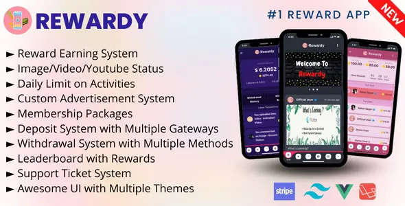 Rewardy - Status App with Reward Points + PWA + Backend