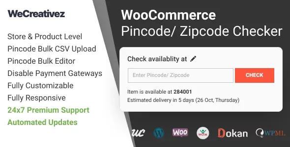 WooCommerce Pincode / Zipcode Checker