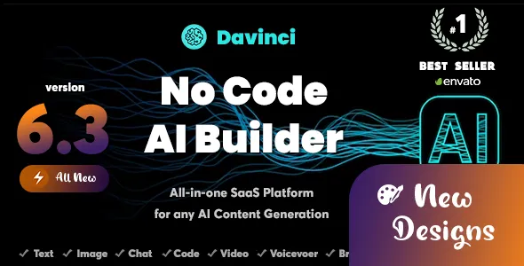 DaVinci AI - OpenAI Content, Text, Image, Voice, Chat, Code, Transcript, and Video Generator as SaaS