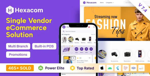 Hexacom - Single Vendor eCommerce App with Website, Admin Panel and Delivery Boy App