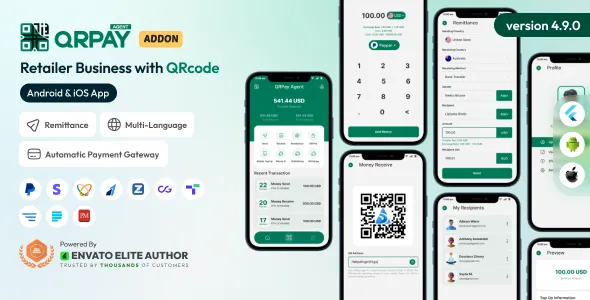 QRPay Agent - Retailer Business with QR Code Android and iOS App