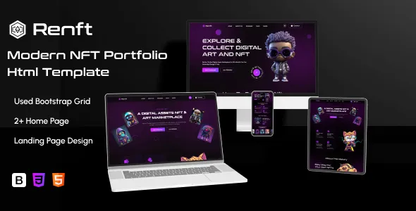 Renft - NFT Portfolio Landing Page HTML Template