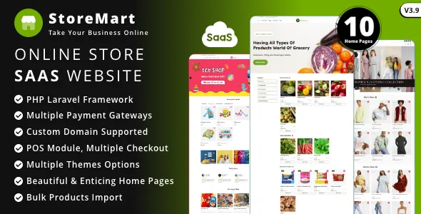 StoreMart SaaS - Online Product Selling SaaS Business Website Builder