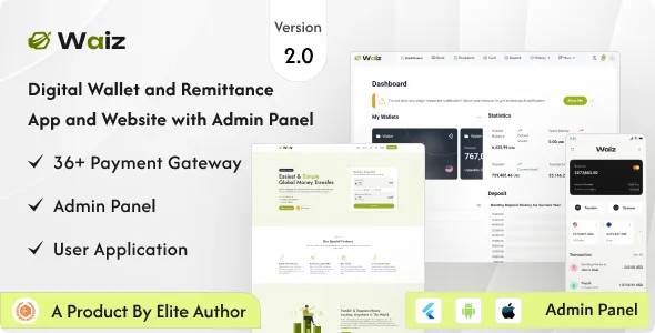 Waiz - Digital Wallet and Remittance App and Website with Admin Panel