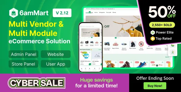 6amMart - Multivendor Food, Grocery, eCommerce, Parcel, Pharmacy Delivery App with Admin & Website