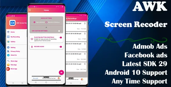 AWK Screen Recorder with Audio (Android 10 supported)