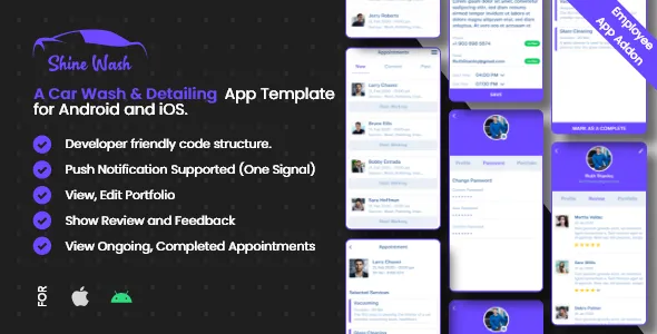 Car Wash Detailing Employee App for Shinewash Flutter
